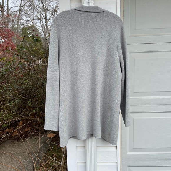 NWT Talbots Beautiful Thick Gray Open Front Wool Blend Cardigan Pockets - Picture 6 of 8